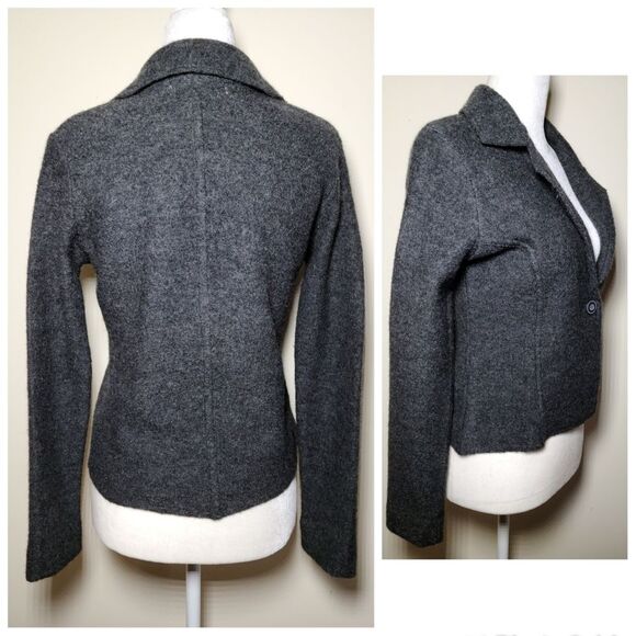 Free People|Grey 100% Merino Wool Blazer Jacket, SMALL - Picture 2 of 4